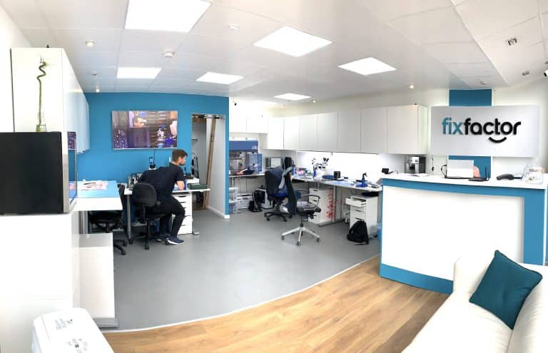 Inside the Wimbledon shop: reception counter and the repair benches behind it